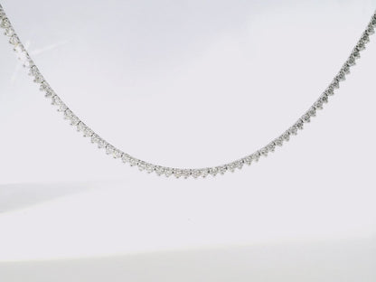 5.08CT Round Cut Diamond 3 Prong Diamond Tennis Necklace 14K White Gold