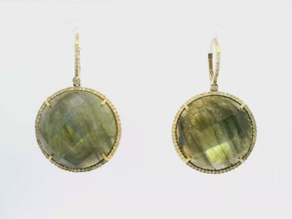 0.70CT Diamond with Laboridite 14k Yellow Gold Earring