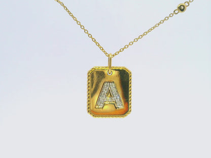 0.19CT Diamond A Letter Pendant 14k Yellow Gold