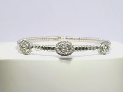 1.60CT Diamond Bangle 14k White Gold