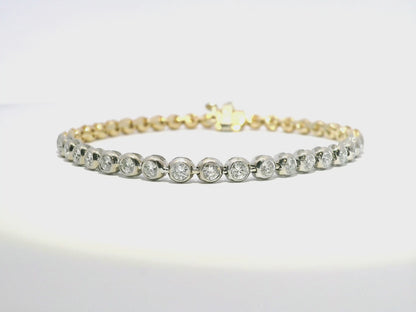 0.70CT Diamond Beaded Bracelet 14k Yellow Two Tone