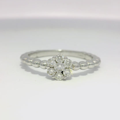 0.28CT Diamond Flower Ring 18K White Gold