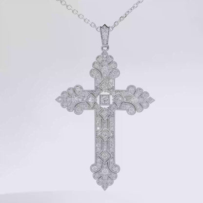 0.96CT Diamond Cross Pendant 14k Gold