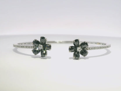 0.33CT Diamond 1.73CT Black Diamond Bangle 18k White Gold