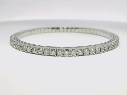 5.26CT Diamond Stretch Bangle 14k White Gold