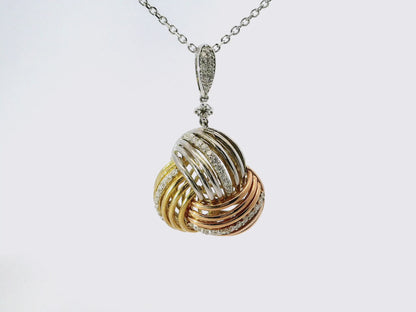 0.74CT Diamond Multi-Colored Pendant 14K Gold