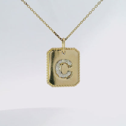 0.17CT Diamond C Initial Pendant 14k Yellow Gold
