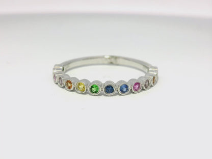 0.35CT Mixed Sapphire Ring 14k White Gold