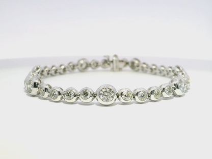 4.59CT Diamond Bezel Bracelet 14k White Gold