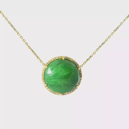 0.25CT Diamond With Green Sapphire 14k Yellow Gold