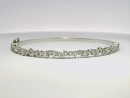 1.39CT Diamond Bangle 14k White Gold