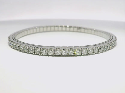 4.94CT Diamond Stretch Bangle 14k White Gold