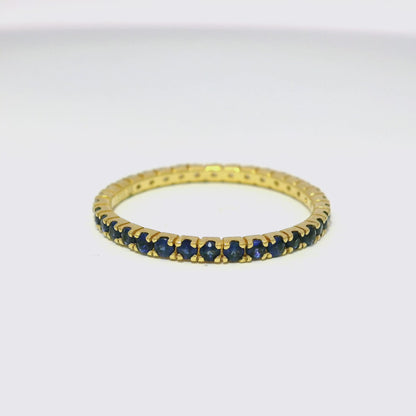 0.25CT Diamond & 0.29CT Blue Sapphire Ring 18k Yellow Gold