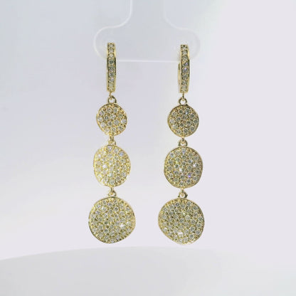 1.60 CT Diamond Chip Dangle Earrings 14K Gold