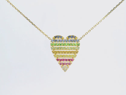 0.66CT Multi Sapphire Pendant 14k Yellow Gold