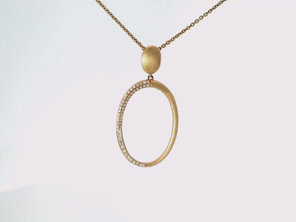0.18CT Diamond Oval Pendant 14K Rose Gold