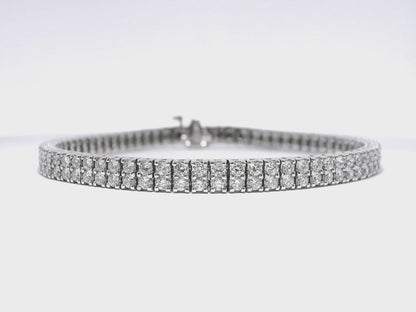 4.32CT Diamond 2 Row Tennis Bracelet 14k White Gold