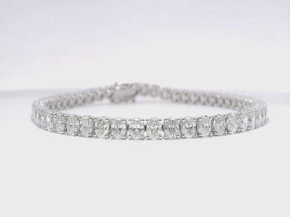 8.81CT Oval Lab Diamond Bracelet 14k White Gold