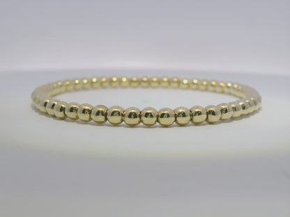 Plain Gold  Beads Stretch Bangle 14k Gold