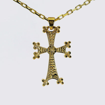 Plain Diamond Cross Pendant 14k Yellow Gold