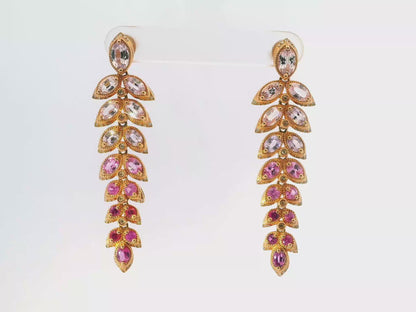 0.31CT Diamond 6.44CT Mixed Sapphire 14k Rose Gold Earring