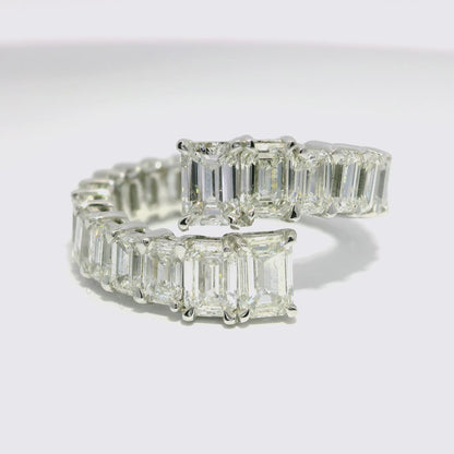 5.56CT Emerald Cut Diamond Ring 18k White Gold