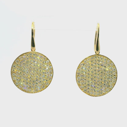 5.21CT Diamond Disc Earring 14k Yellow Gold