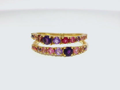 0.12CT Diamond & 0.32CT Amethyst Ring 14k Yellow Gold
