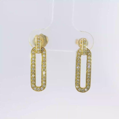 0.37CT Diamond with Pink Enamel 14k Yellow Gold Earring