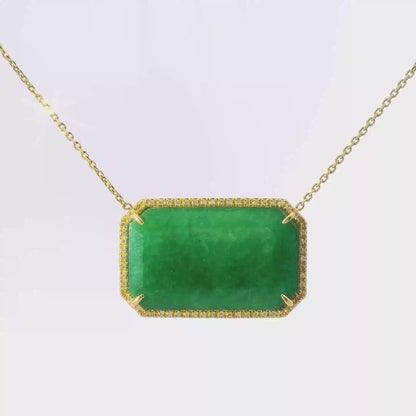 0.30CT Diamond With Green Sapphire 14k Yellow Gold Pendant