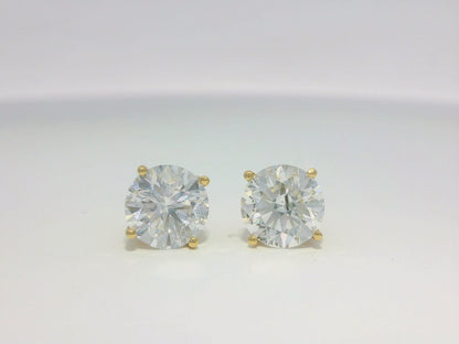3.15CT Lab Diamond 14K Yellow Gold Basket Set Studs
