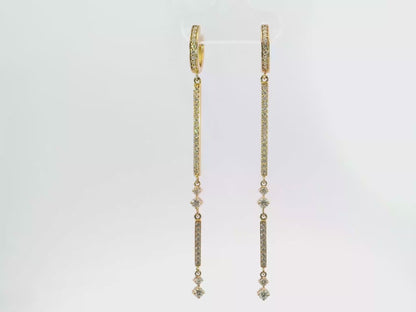 0.83CT Diamond Bar Earring 14k Gold