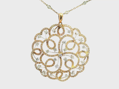 4.35CT Diamond Pendant 14k Rose Gold