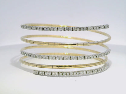 1.82CT Diamond Bangle 14k Yellow Gold