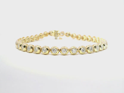 2.98CT Diamond Bezel Bracelet 14k Yellow Gold