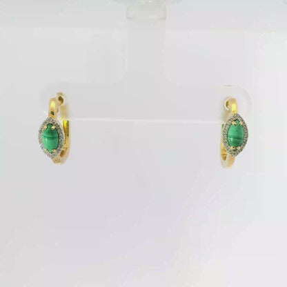 0.12CT Malachite 14k Yellow gold Earring