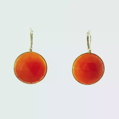 Carnelian Stone 14k Yellow Gold Earring
