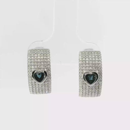 0.83CT Diamond with Blue Sapphire 14k White Gold Earring