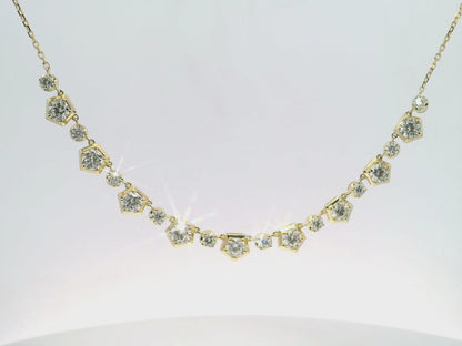 4.25CT Lab Diamond Necklace 14k Yellow Gold
