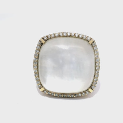 0.36CT Diamond With White MOP Ring 14k Rose Gold