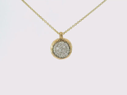0.32CT Diamond Bark Pendant 14K Yellow Gold