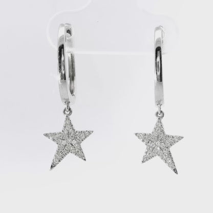 0.18CT Diamond 14k White Gold Star Earring