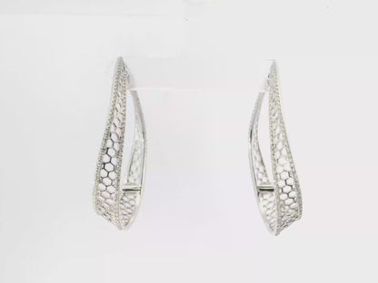 0.78CT Diamond HOOP 14k White Gold Earring