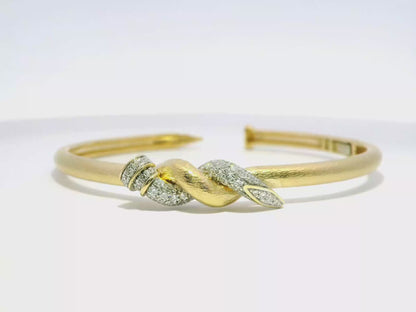 0.74CT Diamond  14k Yellow Gold Bangle