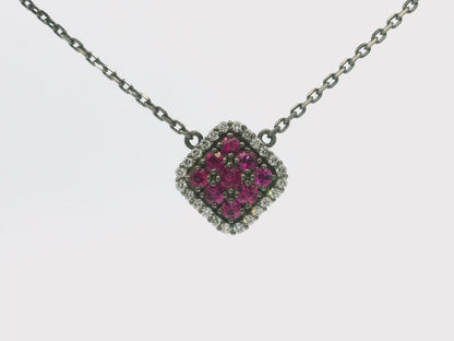 0.18Ct Diamond 0.48CT Ruby Pendant 14k White Gold