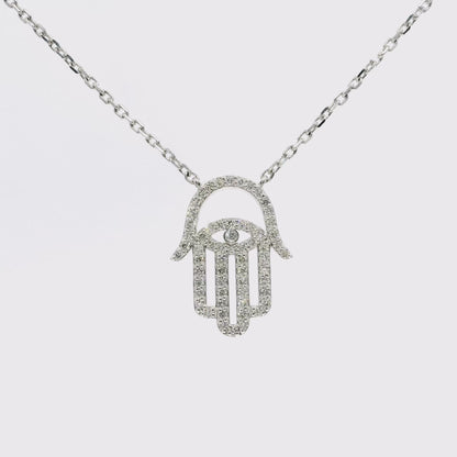 0.38CT Diamond Palm Pendant 14k White Gold