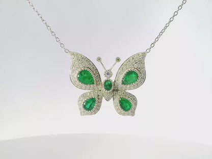 1.25CT Diamond 2.23CT Emerald 18k White Gold