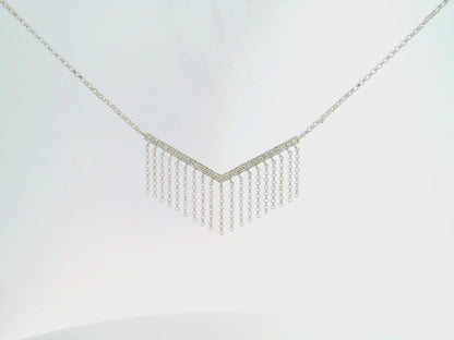 0.20CT Diamond Chain Rope Pendant 14k White Gold