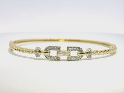 0.26Ct diamond Bangle 14k Yellow Gold
