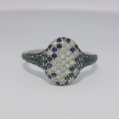 0.15CT Diamond and 0.67CT Blue Sapphire Ring 14k White Gold